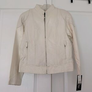 Women's Cream Leather Jacket